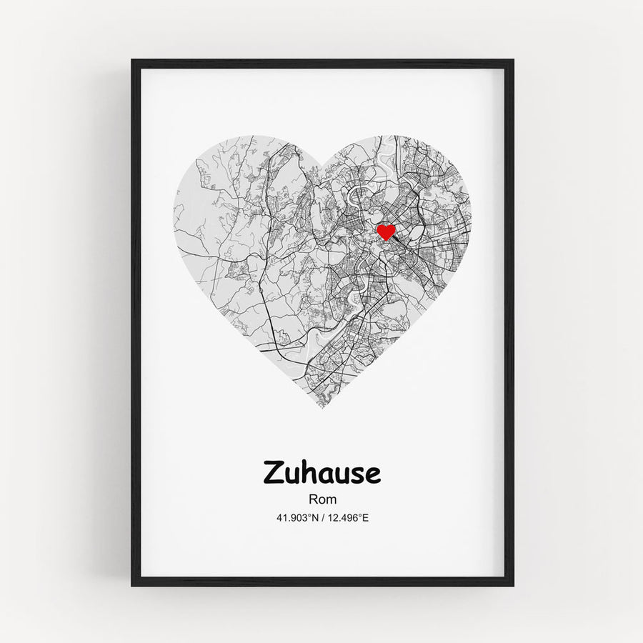 Wandbilder Stadtkarte - Herz DeinWeddingshop
