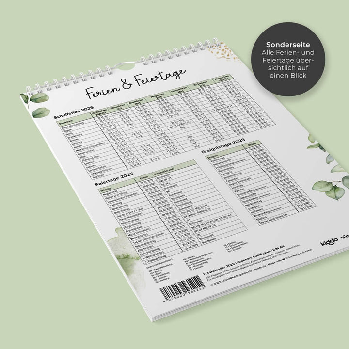 Wandkalender Bastelkalender - Greenery Eucalyptus DeinWeddingshop