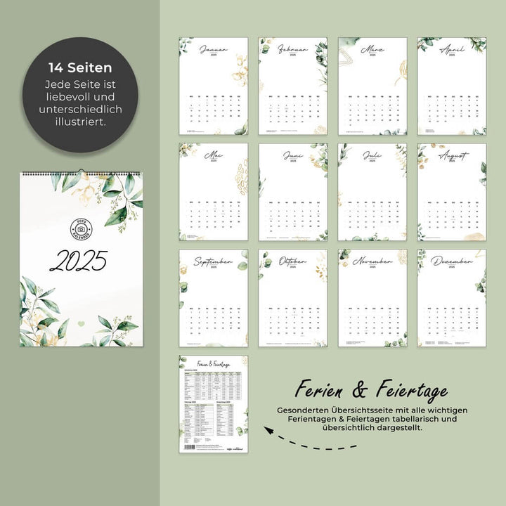 Wandkalender Bastelkalender - Greenery Eucalyptus DeinWeddingshop