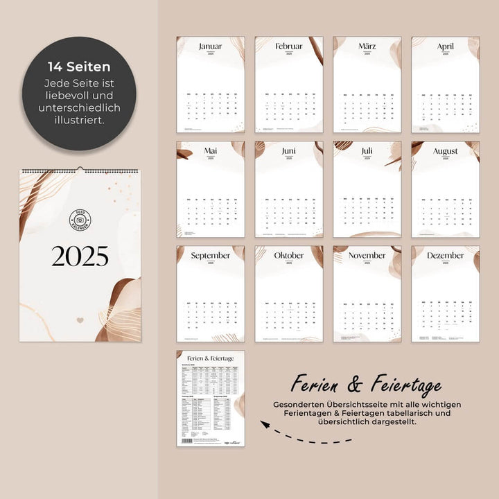 Wandkalender Bastelkalender - Watercolor Boho DeinWeddingshop