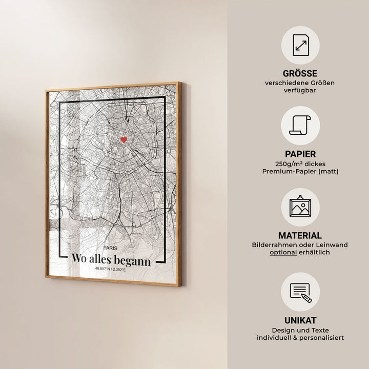 Wandbilder Stadtkarte - Rahmen3 DeinWeddingshop