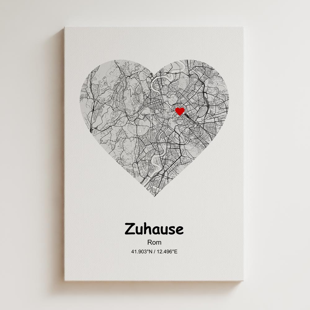 Wandbilder Stadtkarte - Herz DeinWeddingshop
