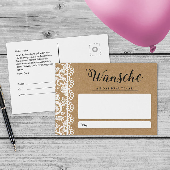 Ballonkarten Vintage Spitze DeinWeddingshop