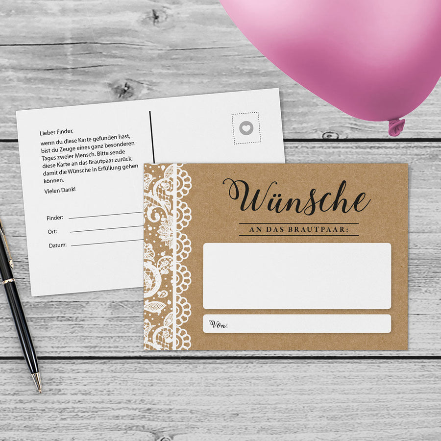 Ballonkarten Vintage Spitze DeinWeddingshop