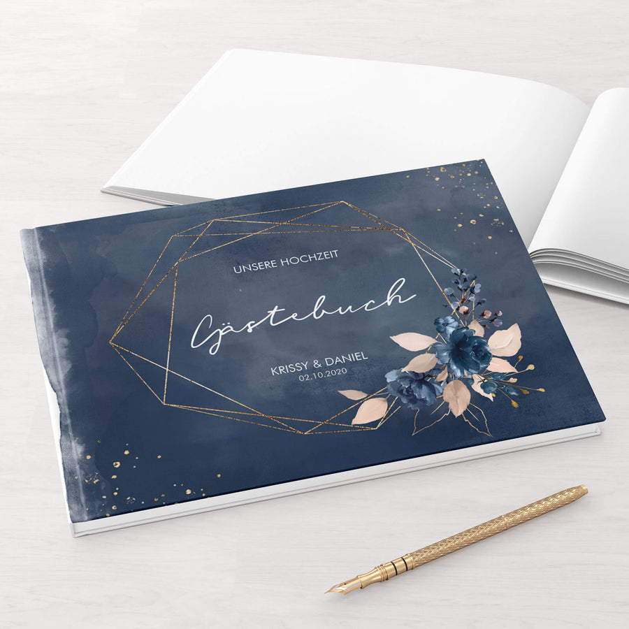 Gästebuch Personalisierbar – A4 Querformat, 104 Seiten, Hardcover, Für Hochzeit, Geburtstag & Konfirmation